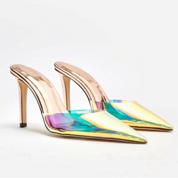 GOOD AMERICAN NWT Cinderella Mule Pumps *TPU Rainbow 8.5